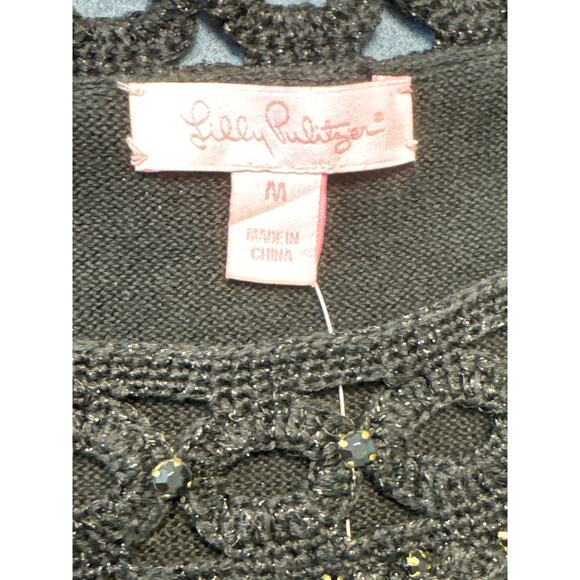 Lilly Pulitzer Black w/Gold fleck‎ Kathleen Sweater Size Medium NWT - Picture 4 of 10